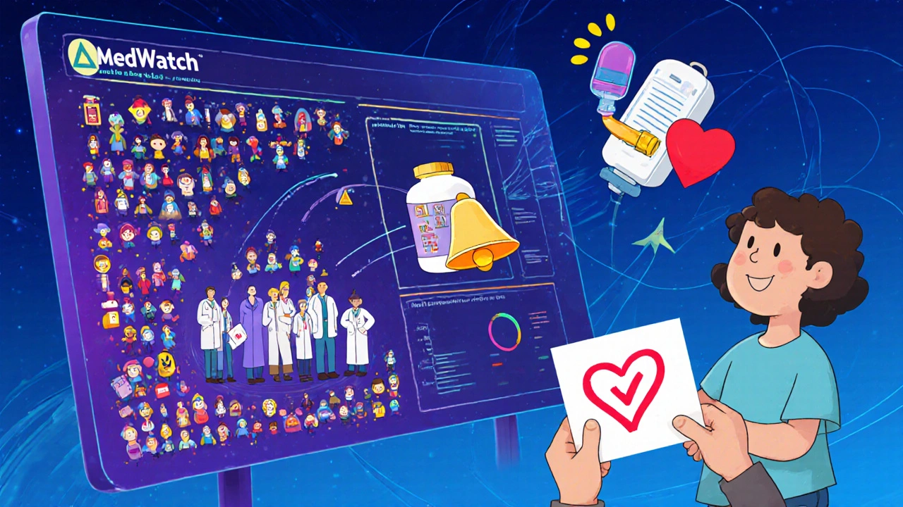 Ein digitales Dashboard zeigt weltweite Meldungen, die zu sicheren Medikamentenänderungen führen.