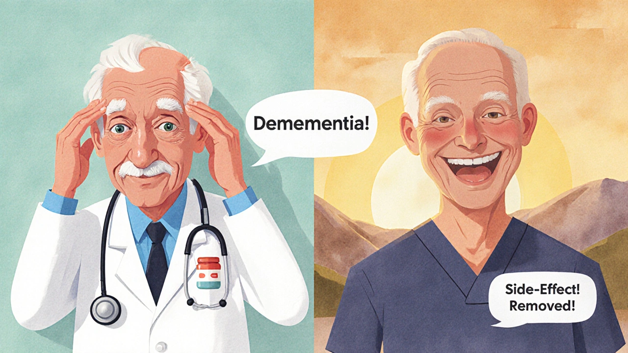 Ein älterer Mann wird fälschlicherweise als dement eingestuft, dann erkennt man die Nebenwirkung und bessert sich.