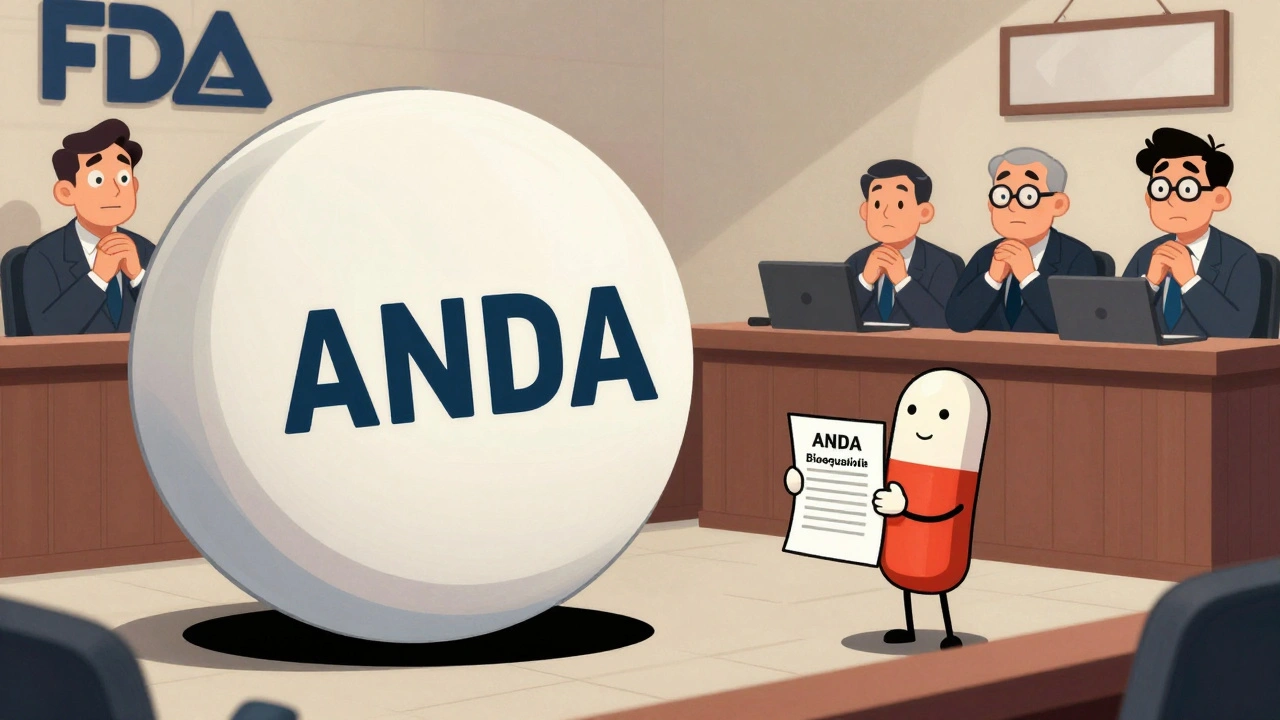 Ein großes Markenmedikament vor Gericht, während ein kleines Generikum als Held aussagt.