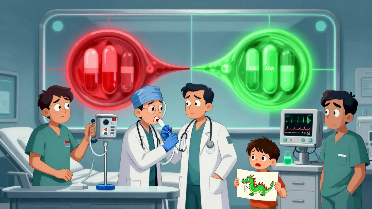 Ein Notarztteam kämpft gegen Atemstillstand, während zwei Wirkmechanismen das Atmen blockieren.