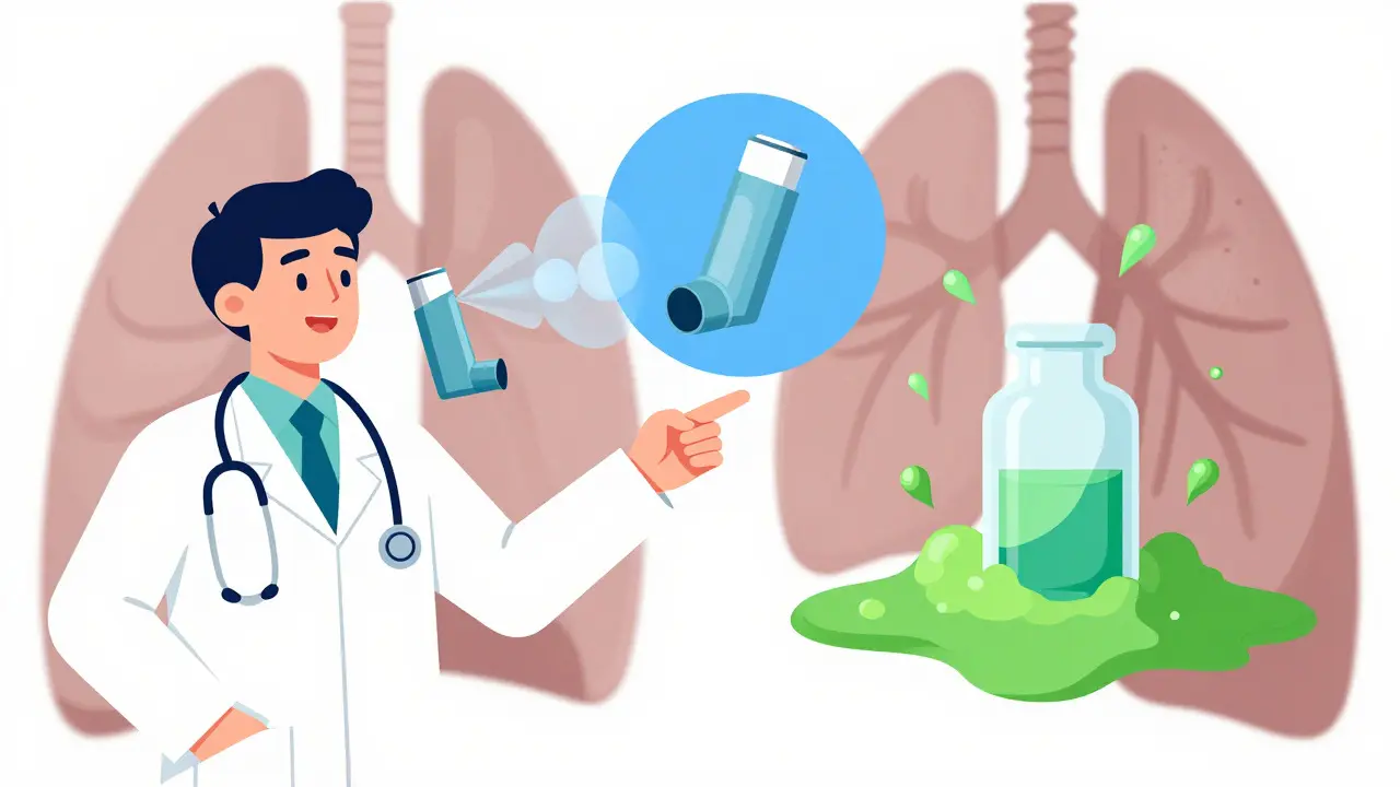 Illustration: Arzt erklärt Therapiemöglichkeiten mit visuellen Metaphern